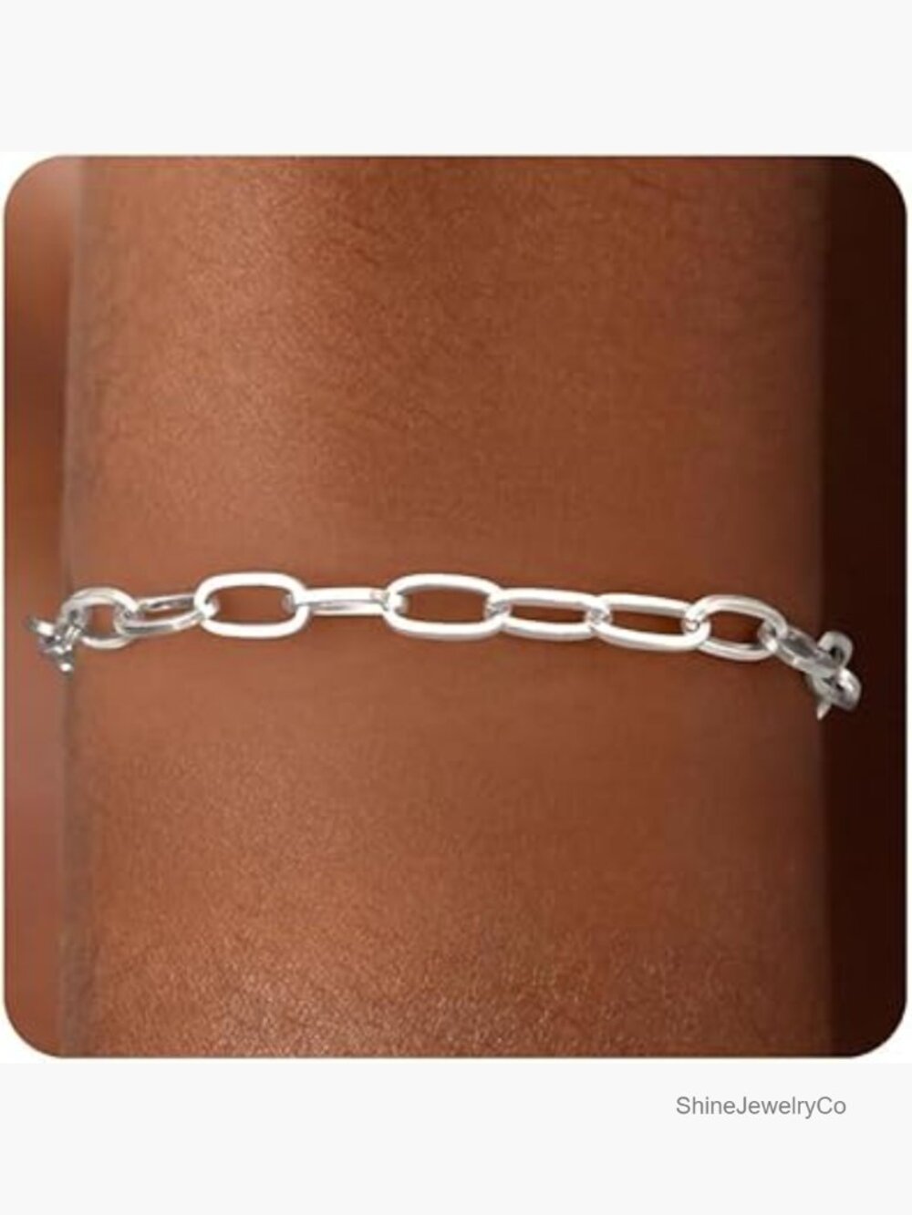 Sterling Silver Paperclip Chain Bracelet Link Bracelet Lobster Claw 7.5 8 inch